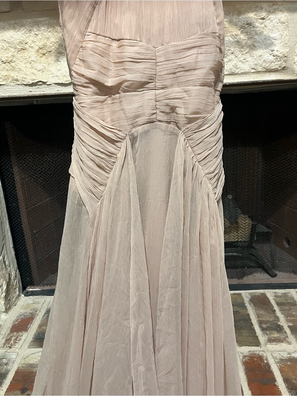 ASOS DESIGN Pink Blush Pinny Formal Chiffon Maxi Dress Gown Size 4 - Picture 10 of 13